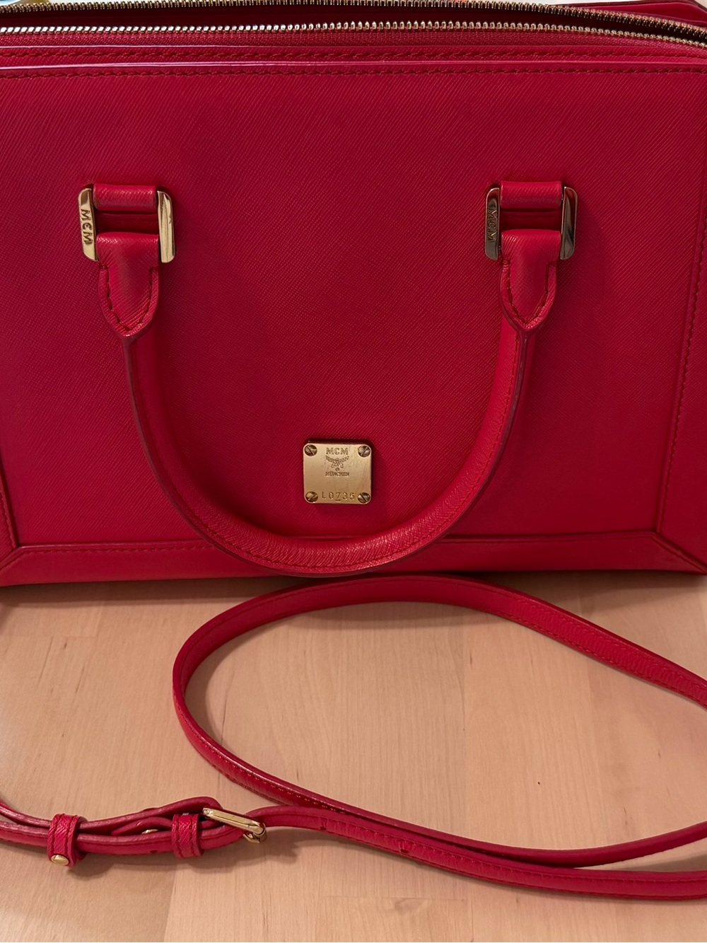 MCM Fuschia Pink Leather Top-Handle Satchel